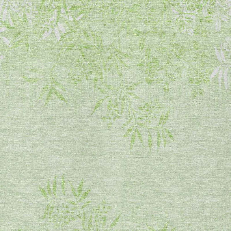 5' X 8' Mint Green Artichoke Green And Ivory Floral Washable Indoor Outdoor Area Rug