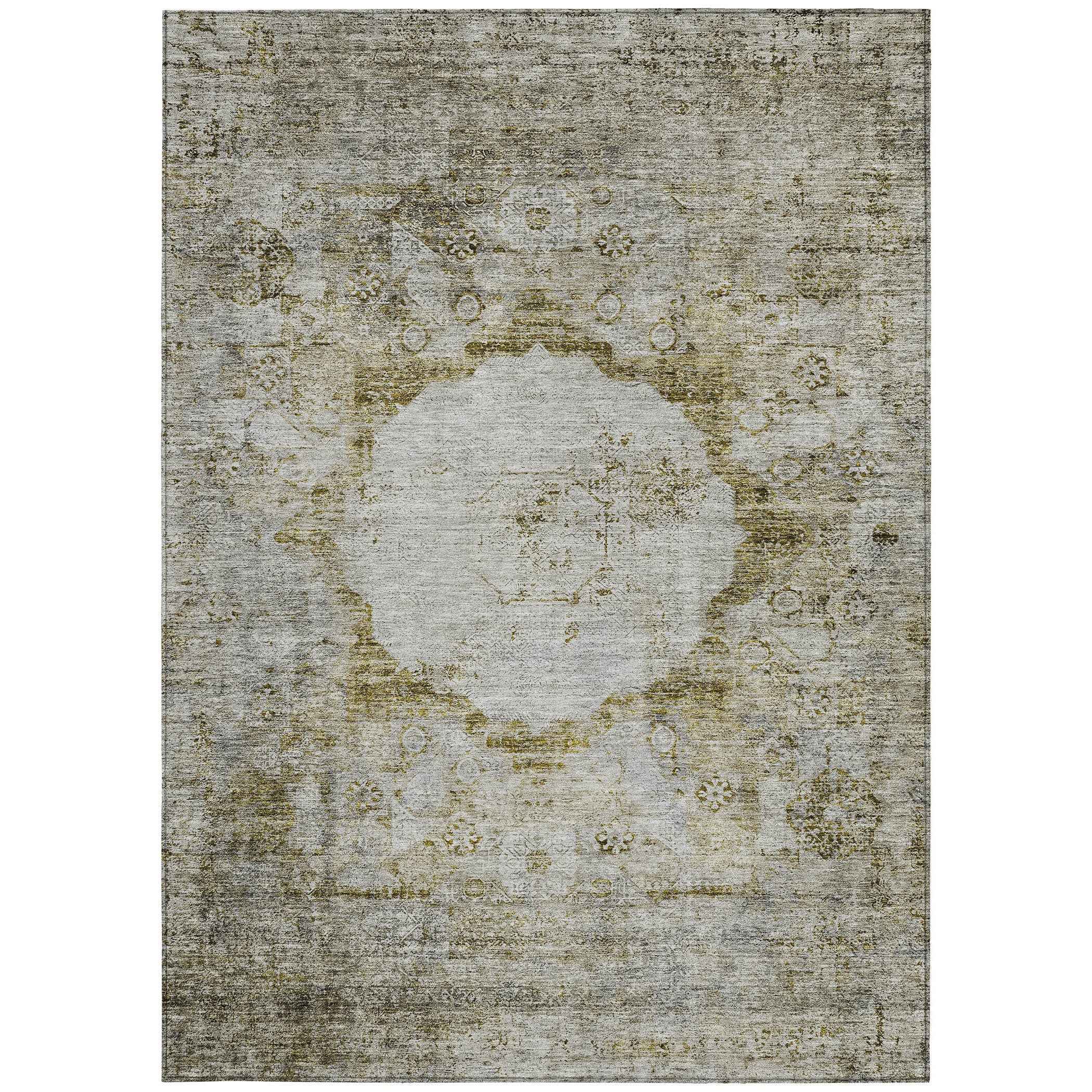 10' X 14' Taupe Brown And Gray Oriental Washable Indoor Outdoor Area Rug