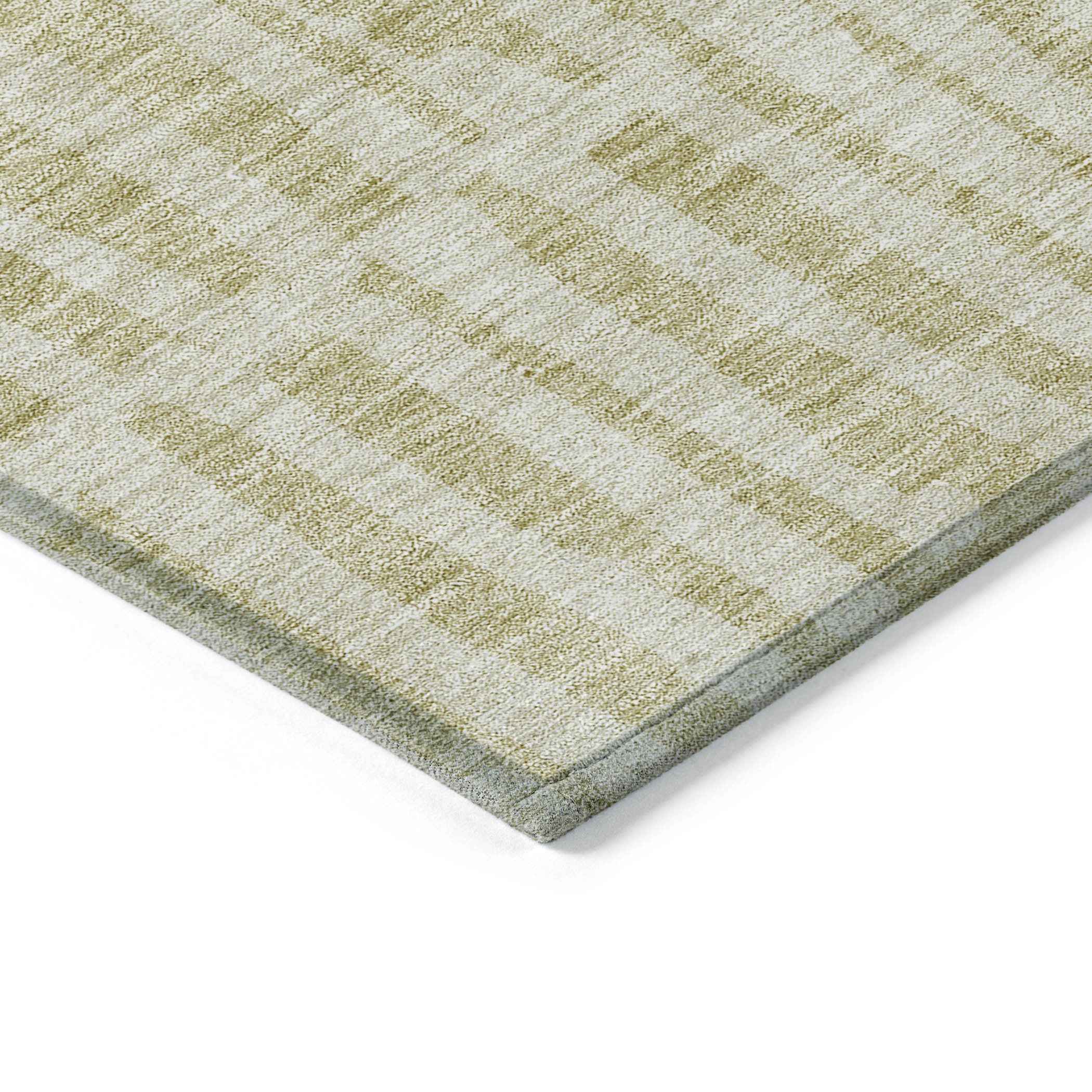 10' X 14' Beige And Tan Striped Washable Indoor Outdoor Area Rug