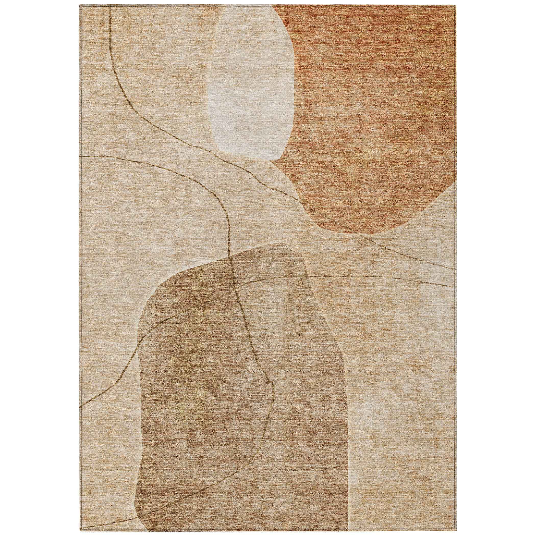 10' X 14' Orange Copper And Terra Cotta Abstract Washable Indoor Outdoor Area Rug