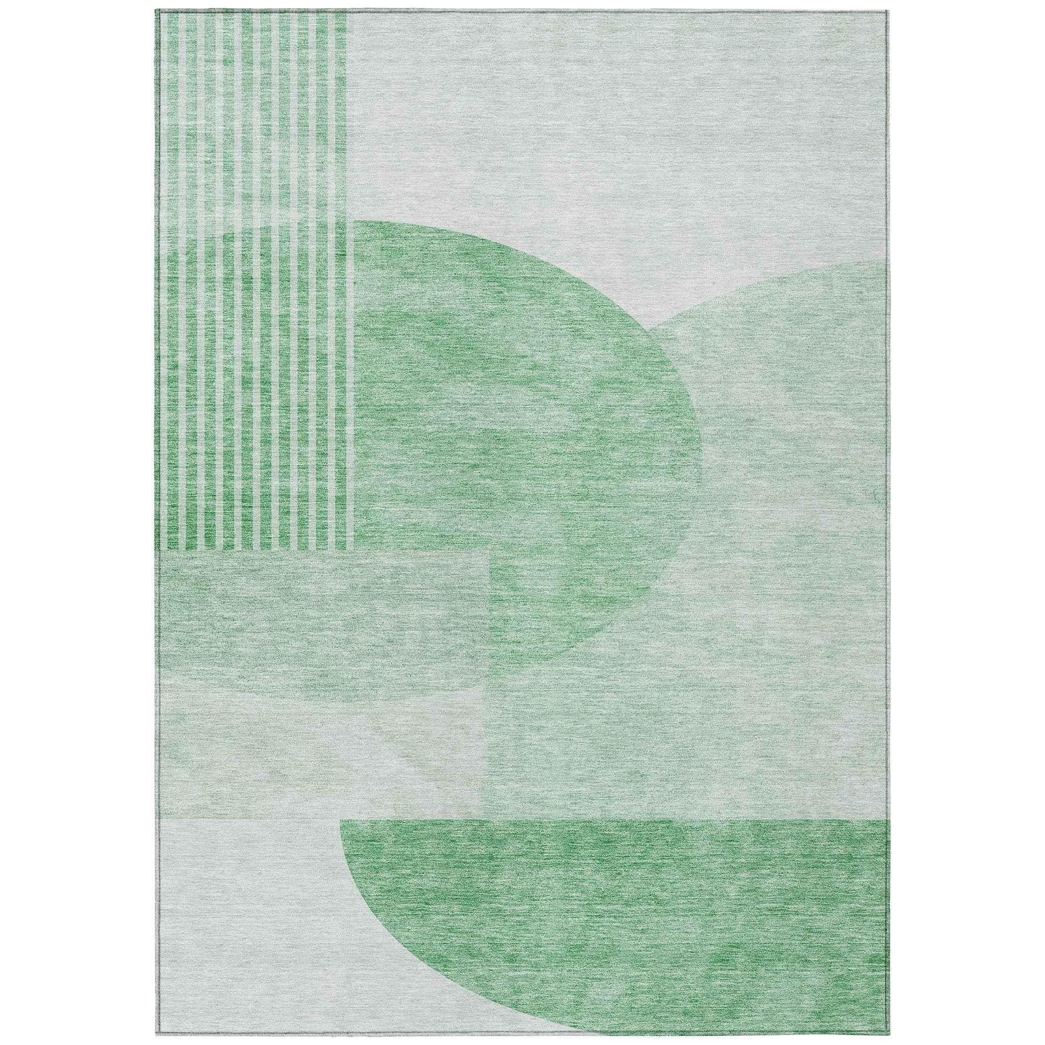 3' X 5' Green And Mint Green Geometric Washable Indoor Outdoor Area Rug