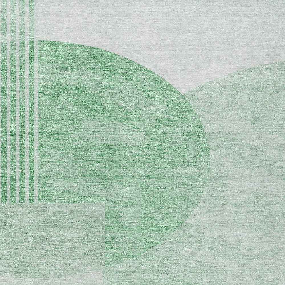 3' X 5' Green And Mint Green Geometric Washable Indoor Outdoor Area Rug