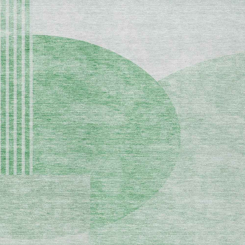 3' X 5' Green And Mint Green Geometric Washable Indoor Outdoor Area Rug