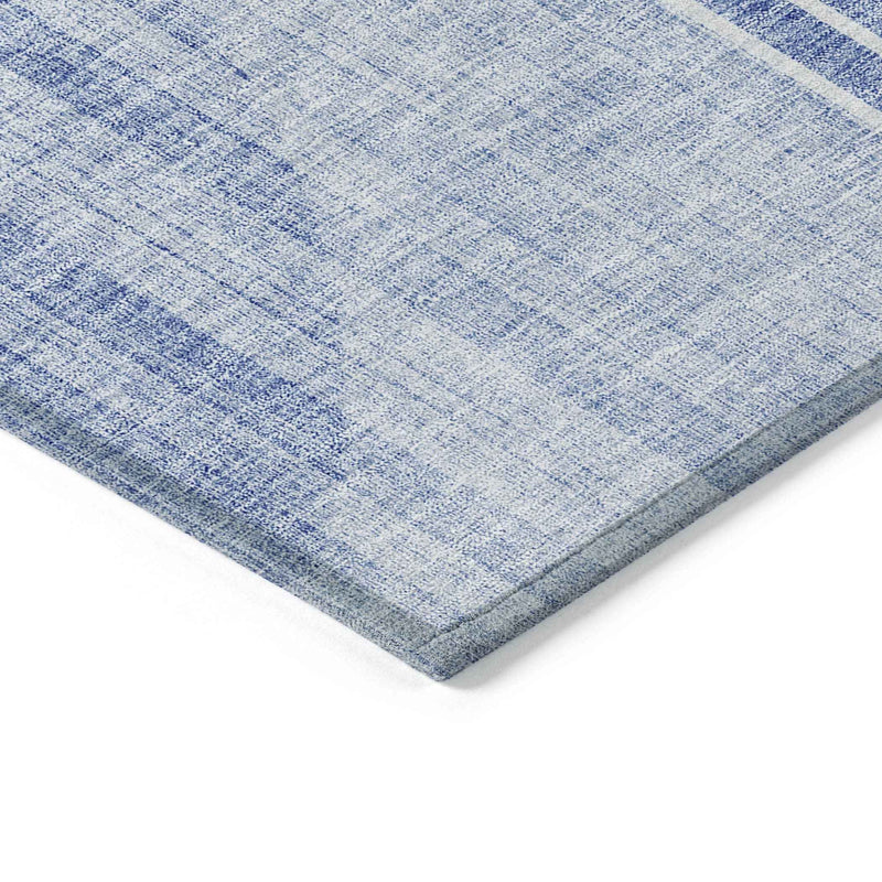 10' X 14' Denim Blue And Sky Blue Geometric Washable Indoor Outdoor Area Rug