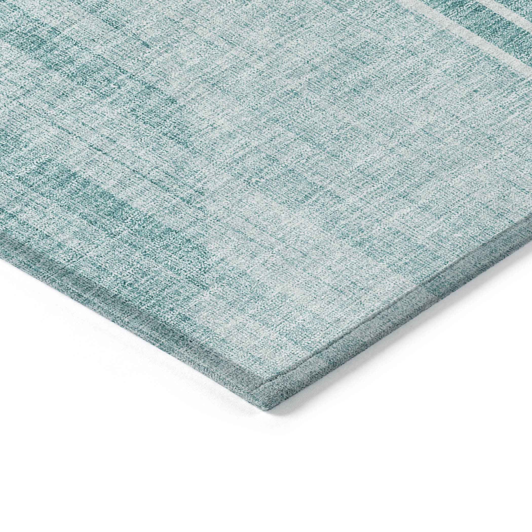 3' X 5' Teal Blue And Aqua Geometric Washable Indoor Outdoor Area Rug