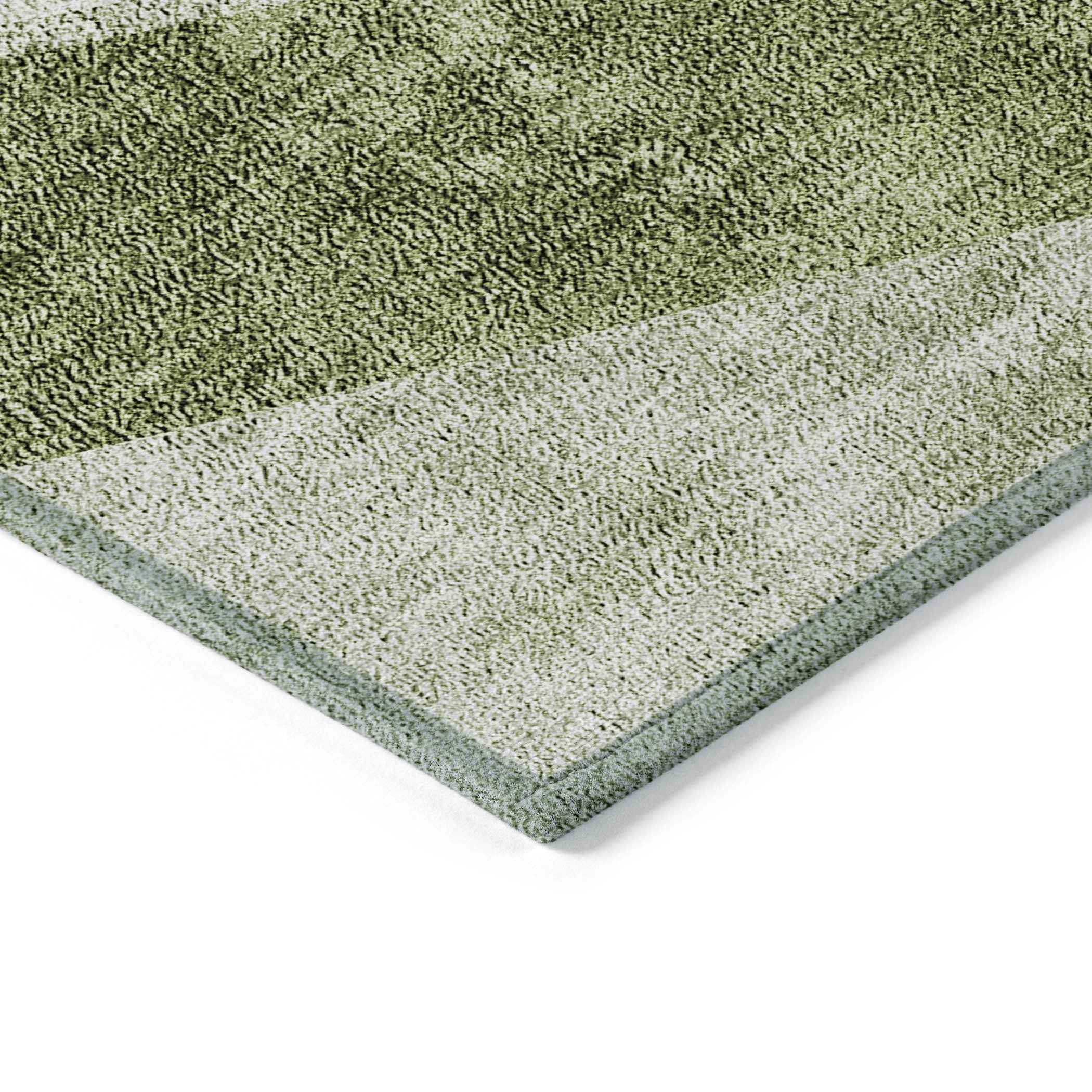 8' X 10' Olive Green And Artichoke Green Geometric Washable Indoor Outdoor Area Rug