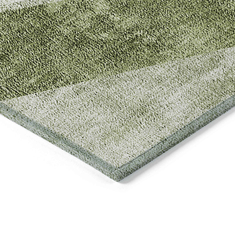 8' X 10' Olive Green And Artichoke Green Geometric Washable Indoor Outdoor Area Rug