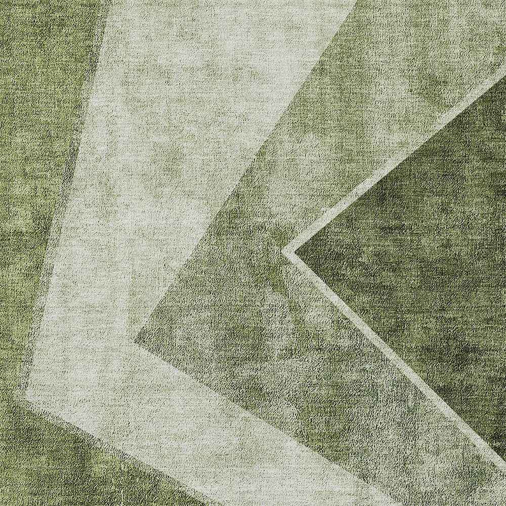8' X 10' Olive Green And Artichoke Green Geometric Washable Indoor Outdoor Area Rug