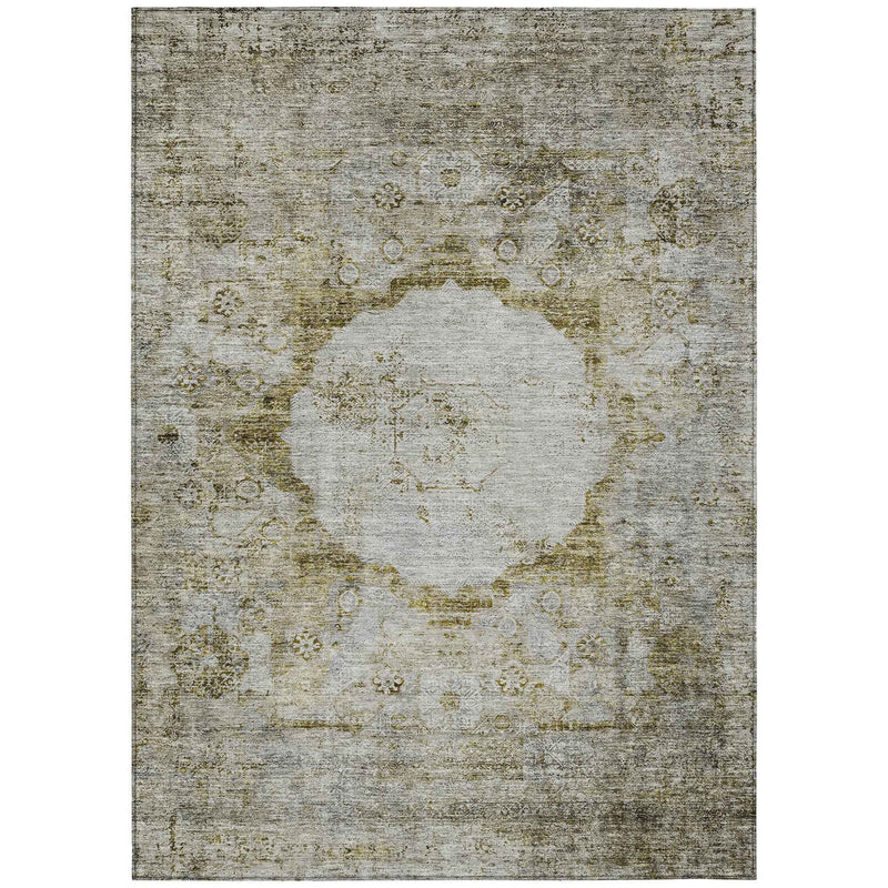 3' X 5' Taupe Brown And Gray Oriental Washable Indoor Outdoor Area Rug