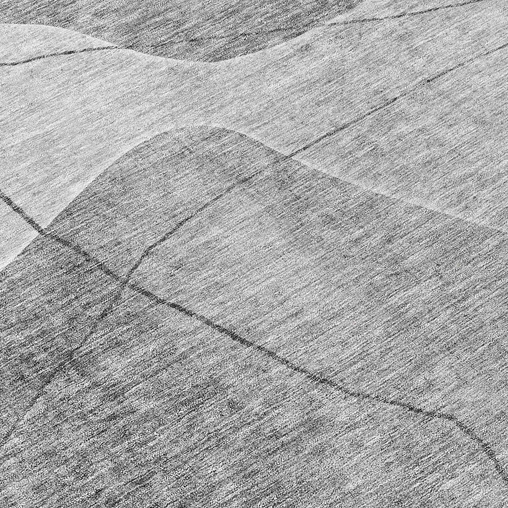 8' Gray Charcoal And Silver Round Abstract Washable Indoor Outdoor Area Rug