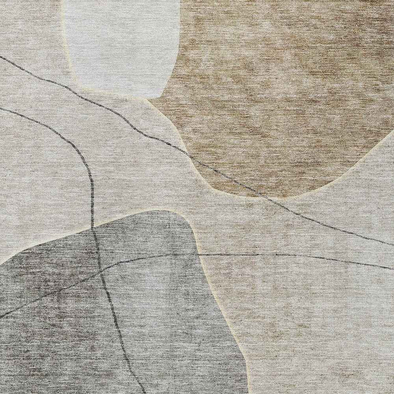 8' X 10' Beige Brown And Taupe Abstract Washable Indoor Outdoor Area Rug