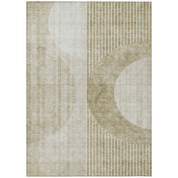 10' X 14' Taupe Beige And Tan Geometric Washable Indoor Outdoor Area Rug
