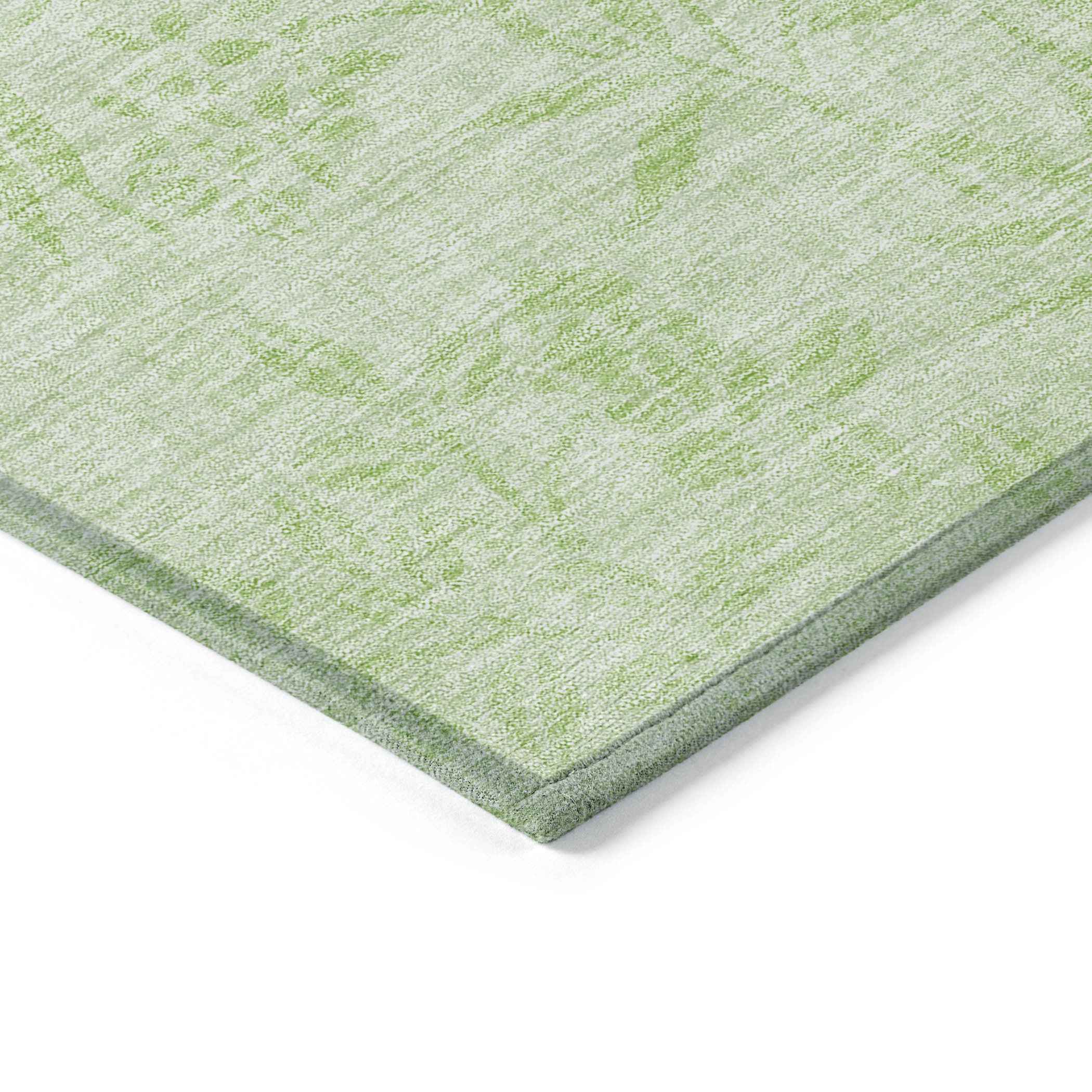 3' X 5' Mint Green Artichoke Green And Ivory Floral Washable Indoor Outdoor Area Rug