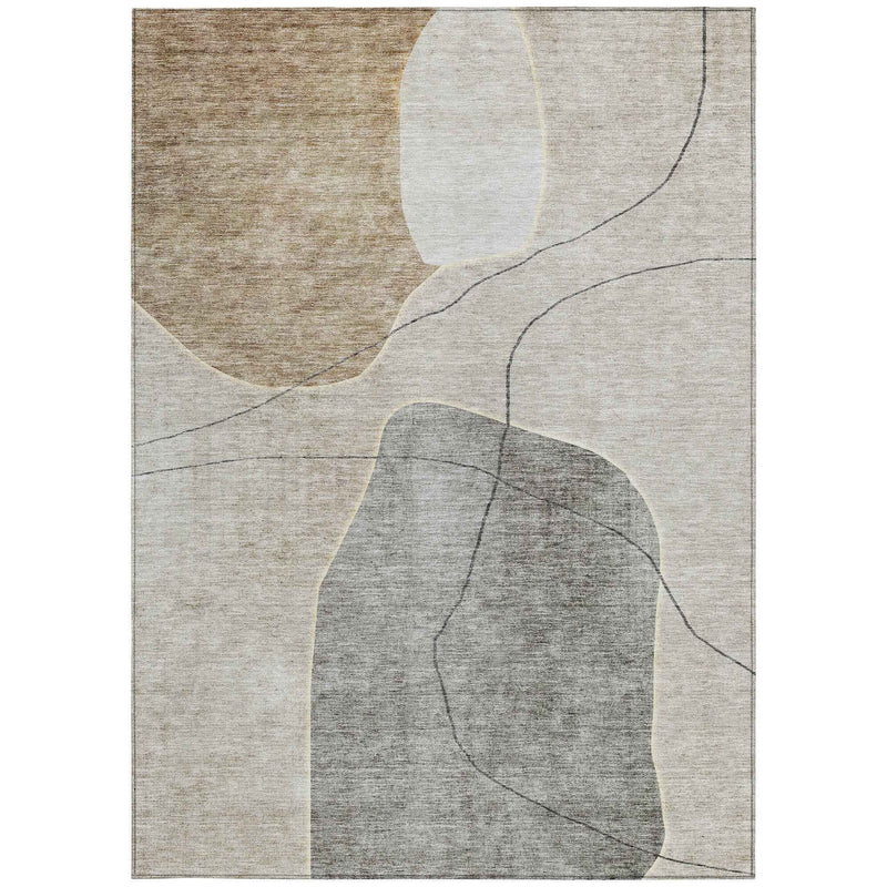 10' X 14' Beige Brown And Taupe Abstract Washable Indoor Outdoor Area Rug