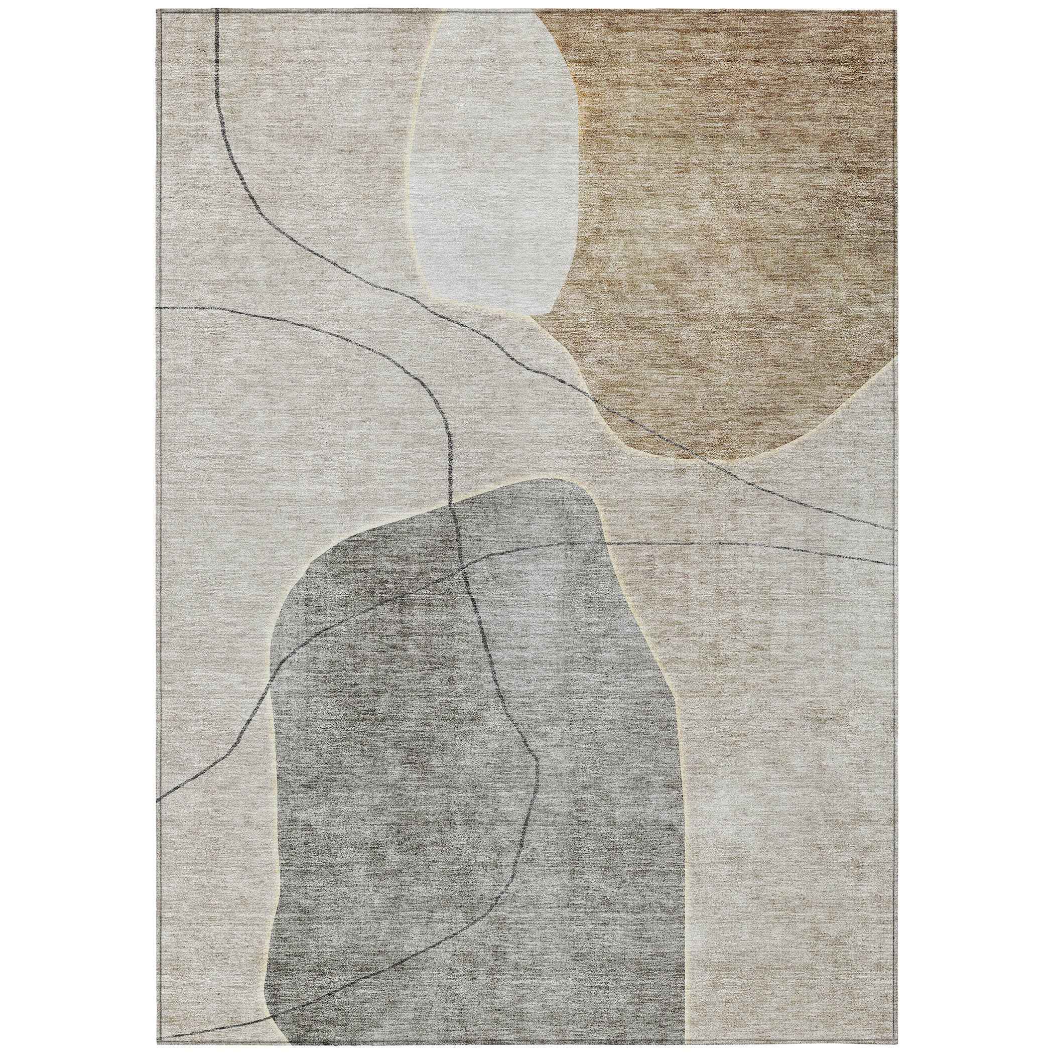 10' X 14' Beige Brown And Taupe Abstract Washable Indoor Outdoor Area Rug