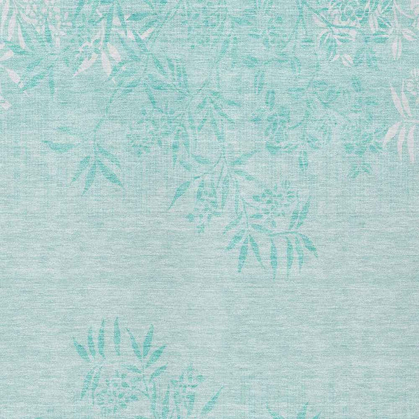 10' X 14' Teal Blue Aqua And Ivory Floral Washable Indoor Outdoor Area Rug