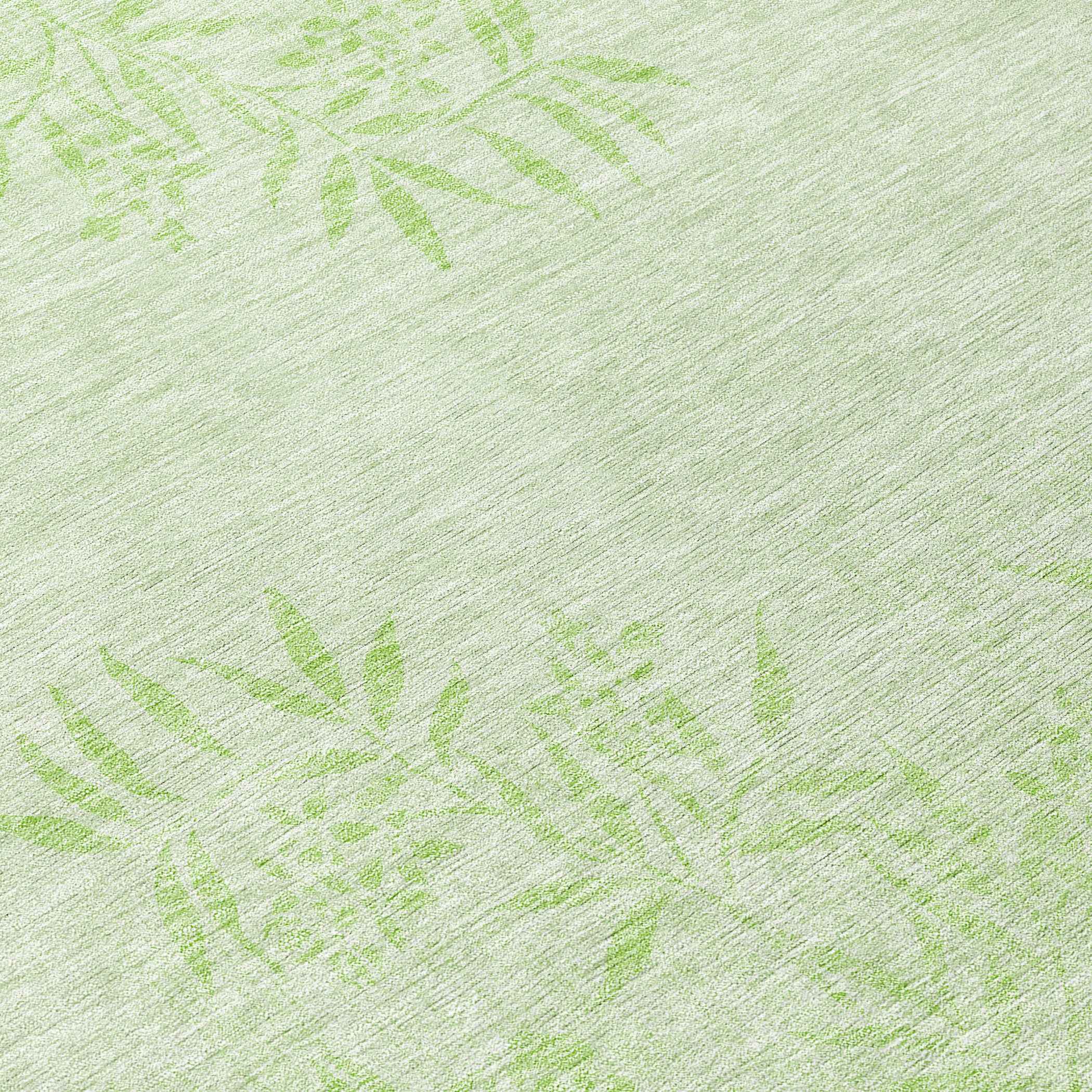 8' Mint Green Artichoke Green And Ivory Round Floral Washable Indoor Outdoor Area Rug