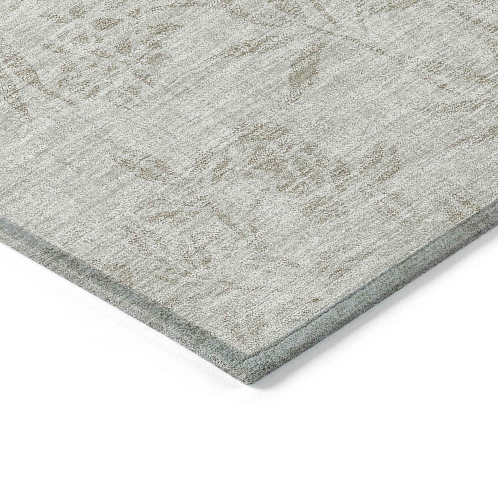 5' X 8' Beige Tan And Ivory Floral Washable Indoor Outdoor Area Rug