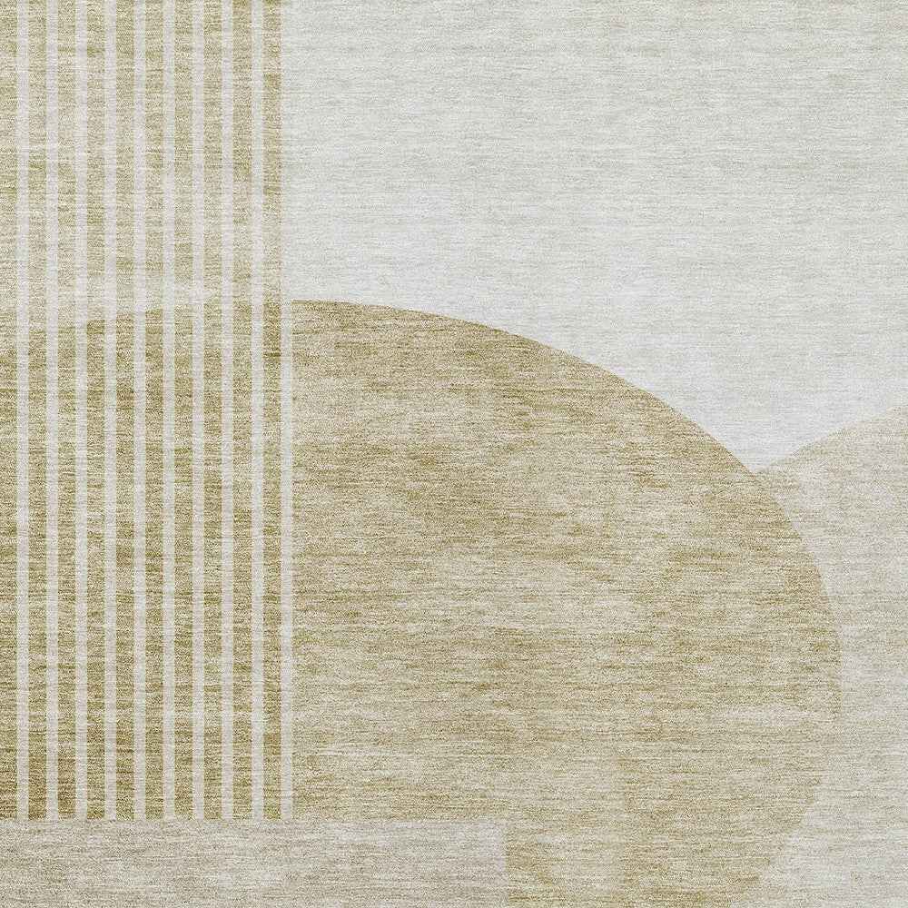 5' X 8' Brown Beige And Ivory Geometric Washable Indoor Outdoor Area Rug