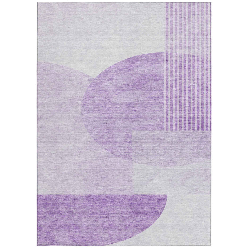 5' X 8' Purple And Lavender Geometric Washable Indoor Outdoor Area Rug