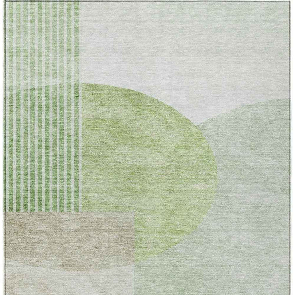 3' X 5' Olive Green And Artichoke Green Geometric Washable Indoor Outdoor Area Rug