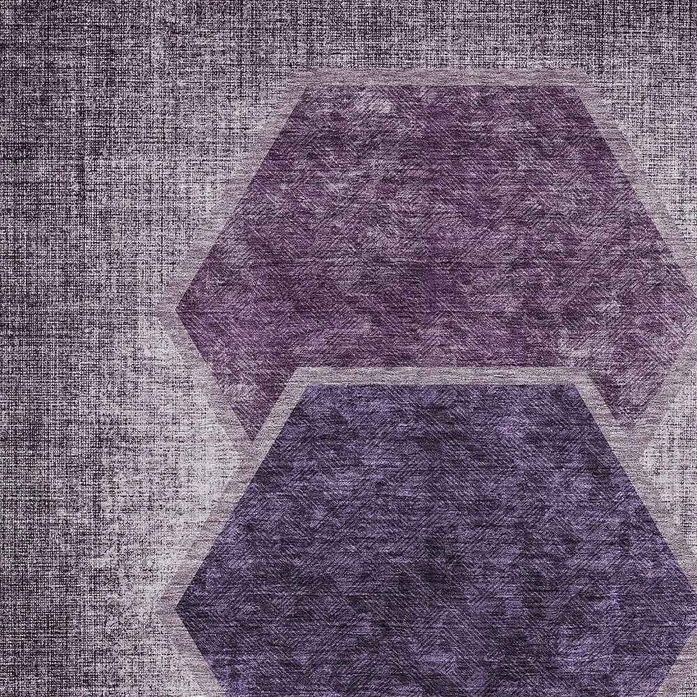 9' X 12' Eggplant Purple And Lavender Geometric Washable Indoor Outdoor Area Rug