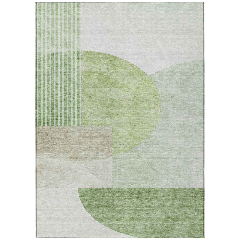 3' X 5' Olive Green And Artichoke Green Geometric Washable Indoor Outdoor Area Rug
