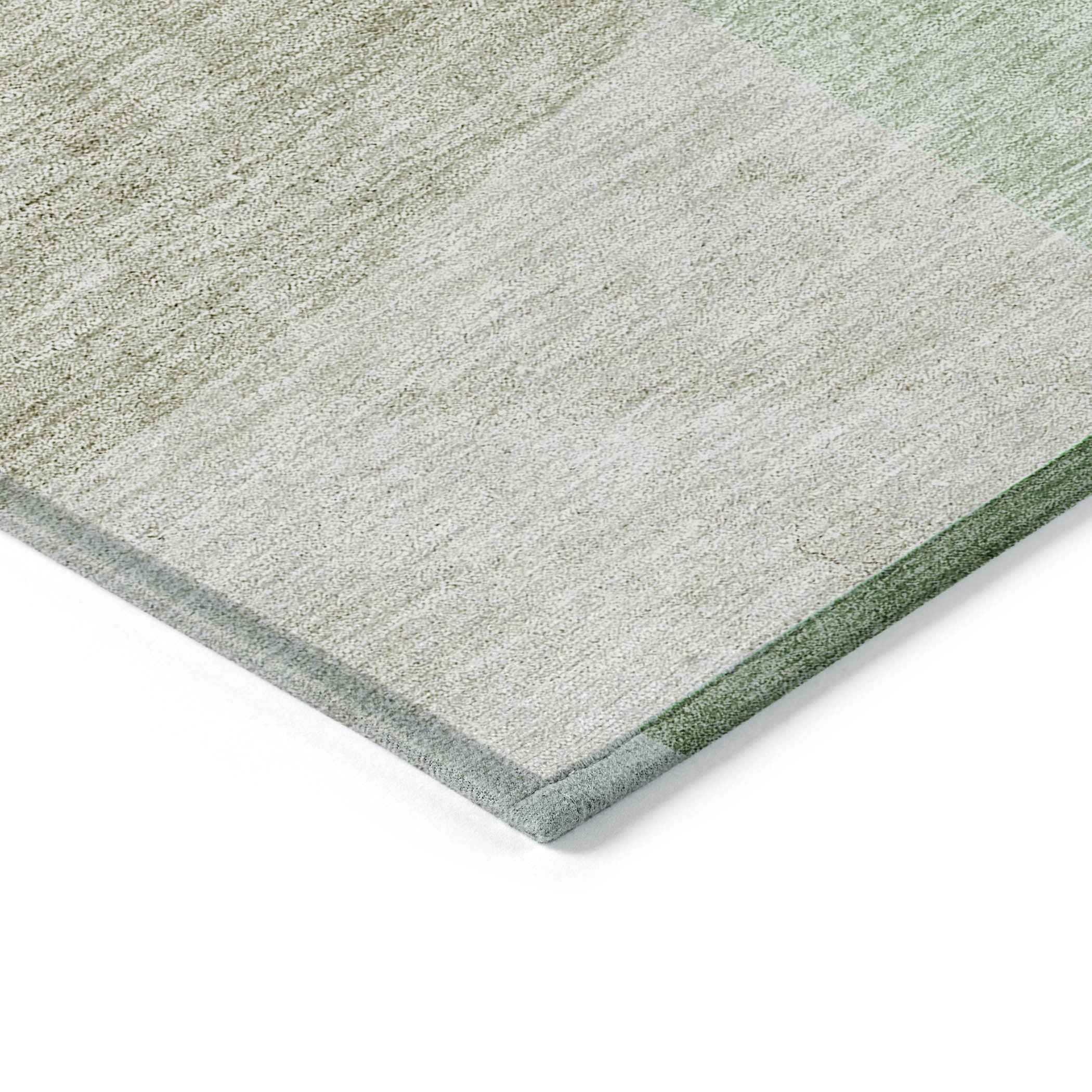 3' X 5' Olive Green And Artichoke Green Geometric Washable Indoor Outdoor Area Rug