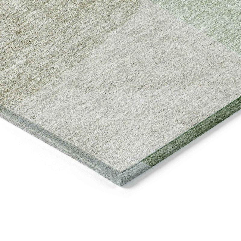 3' X 5' Olive Green And Artichoke Green Geometric Washable Indoor Outdoor Area Rug