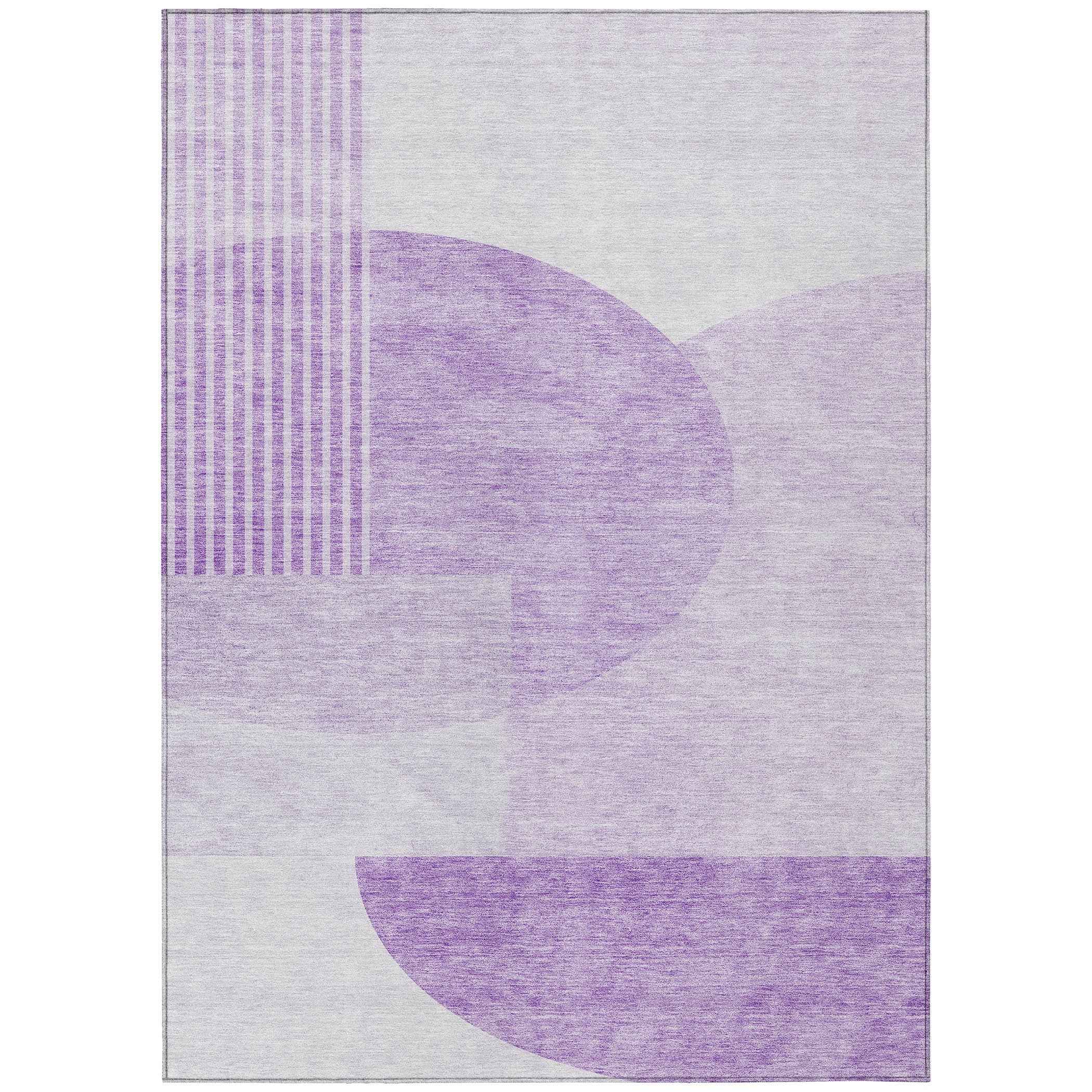 5' X 8' Purple And Lavender Geometric Washable Indoor Outdoor Area Rug