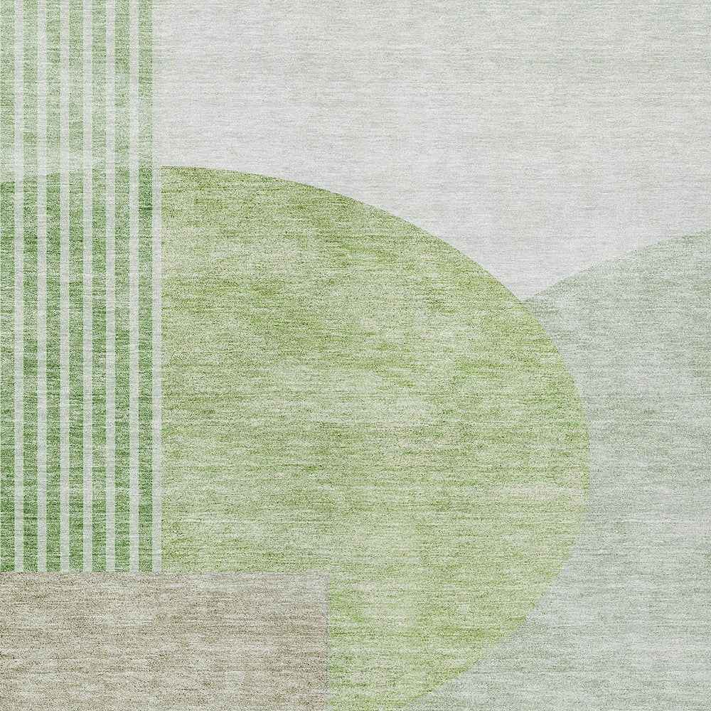 3' X 5' Olive Green And Artichoke Green Geometric Washable Indoor Outdoor Area Rug