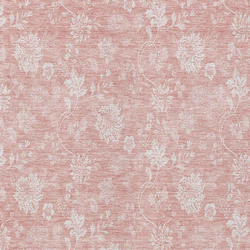5' X 8' Pink Ivory And Blush Floral Washable Indoor Outdoor Area Rug