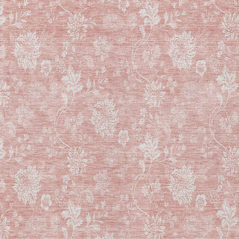 5' X 8' Pink Ivory And Blush Floral Washable Indoor Outdoor Area Rug