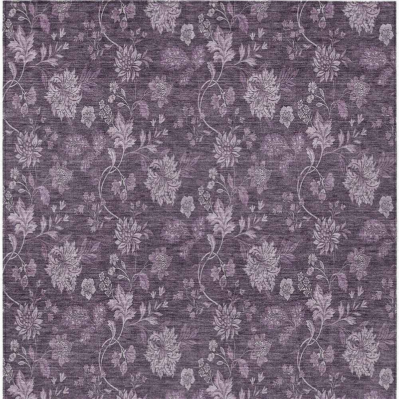 3' X 5' Plum Purple And Lavender Floral Washable Indoor Outdoor Area Rug