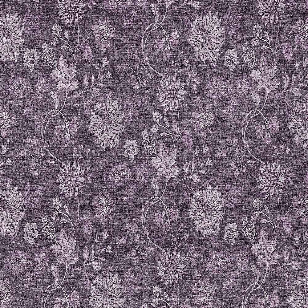3' X 5' Plum Purple And Lavender Floral Washable Indoor Outdoor Area Rug