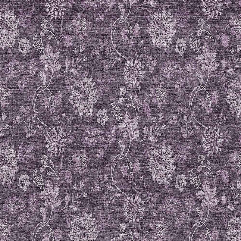3' X 5' Plum Purple And Lavender Floral Washable Indoor Outdoor Area Rug