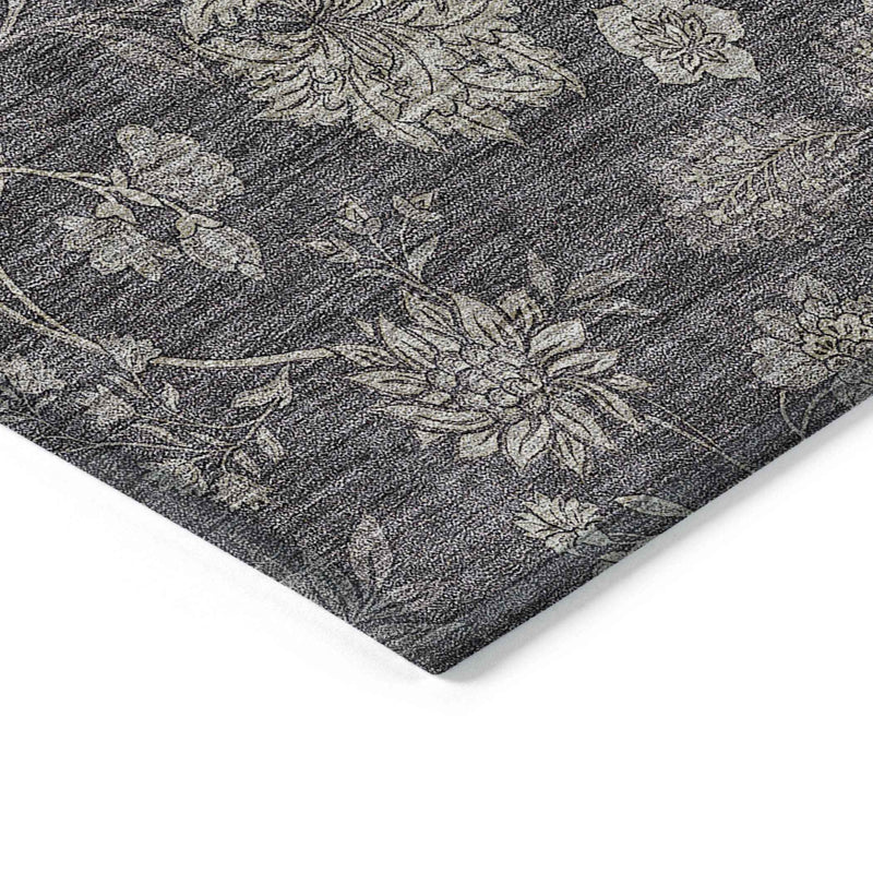 8' X 10' Taupe And Beige Floral Washable Indoor Outdoor Area Rug