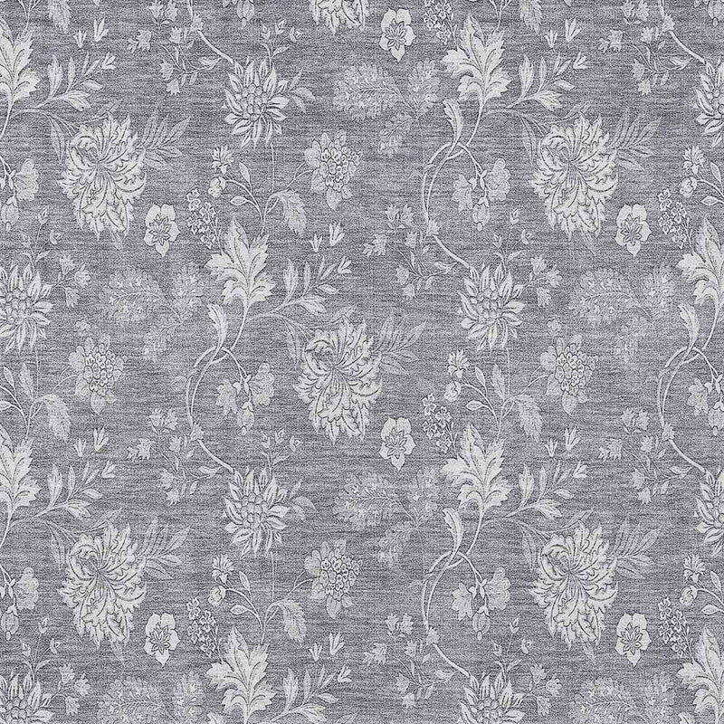 8' X 10' Gray Silver And Ivory Floral Washable Indoor Outdoor Area Rug