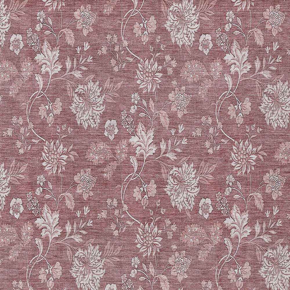 3' X 5' Blush Pink And Mauve Floral Washable Indoor Outdoor Area Rug