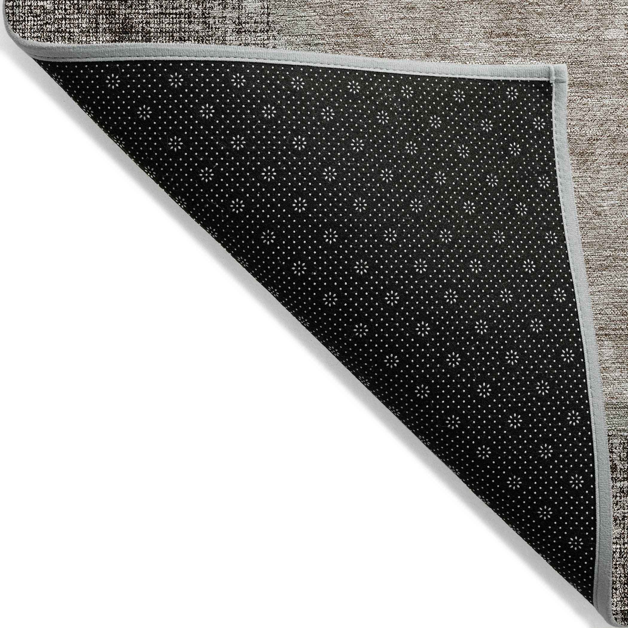 5' X 8' Chocolate And Taupe Geometric Washable Indoor Outdoor Area Rug