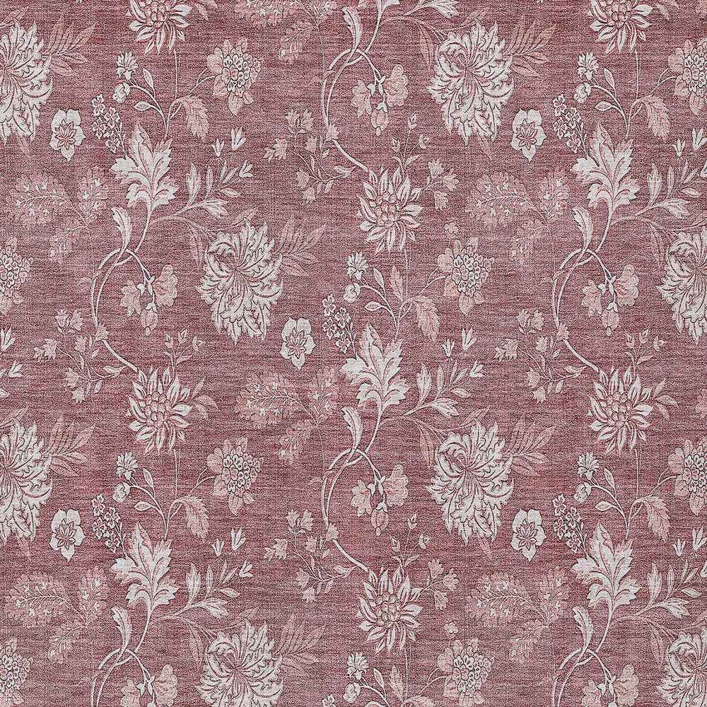 5' X 8' Blush Pink And Mauve Floral Washable Indoor Outdoor Area Rug