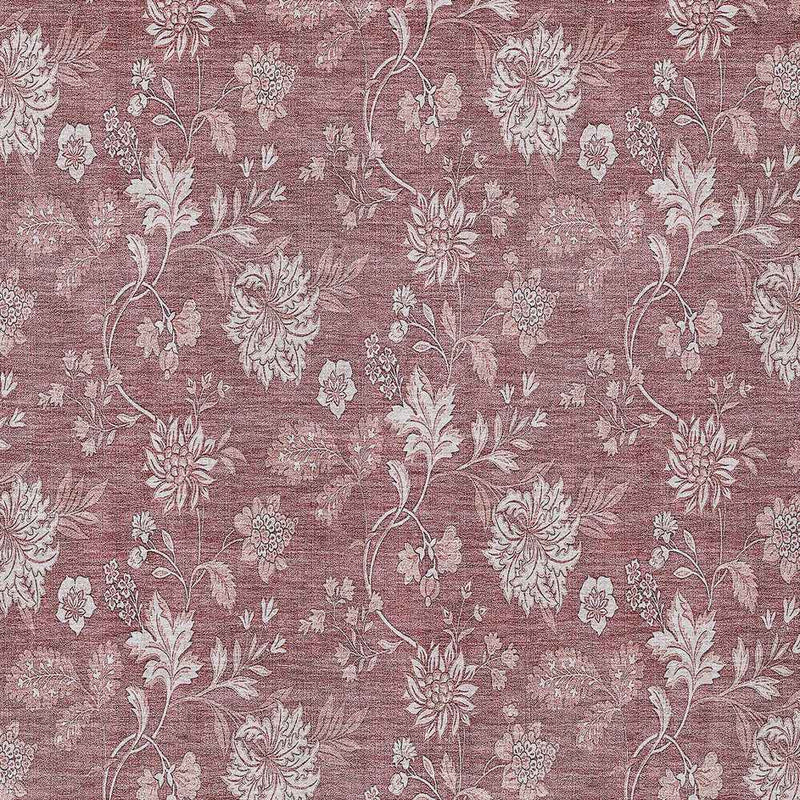 5' X 8' Blush Pink And Mauve Floral Washable Indoor Outdoor Area Rug
