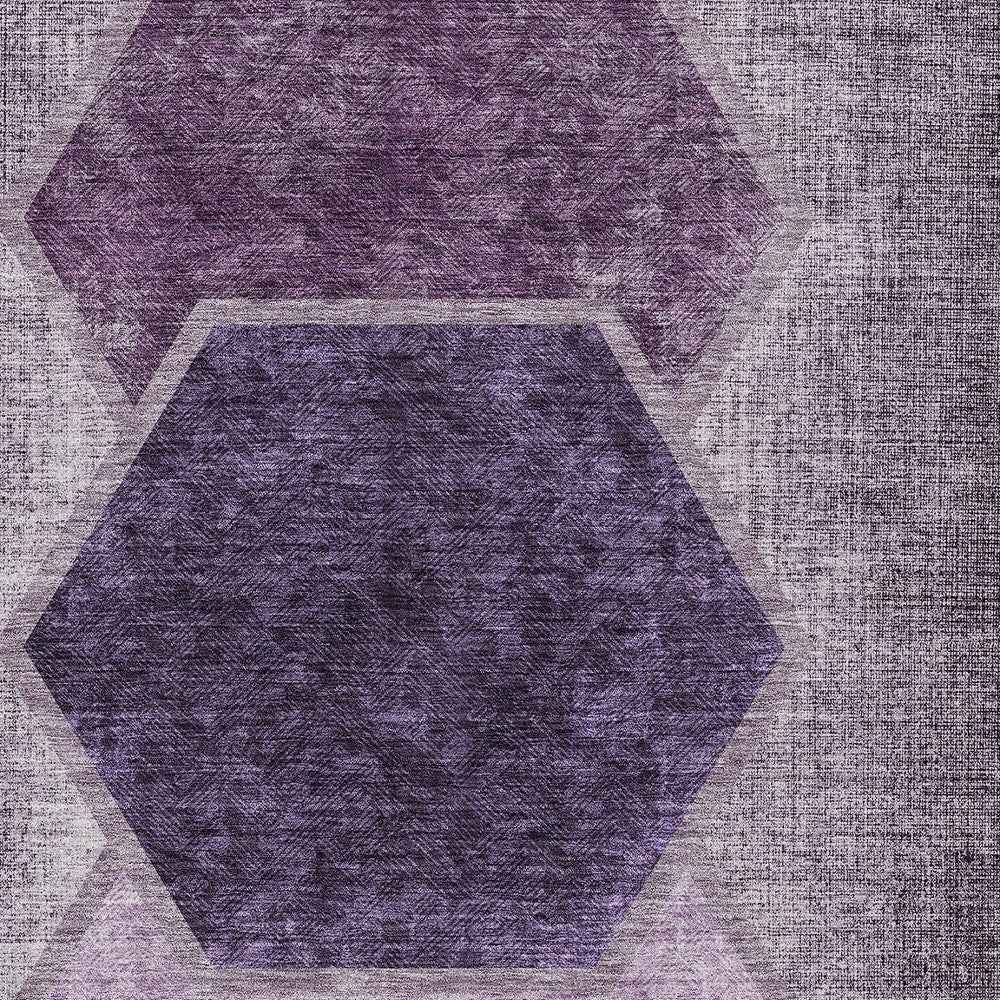 3' X 5' Eggplant Purple And Lavender Geometric Washable Indoor Outdoor Area Rug