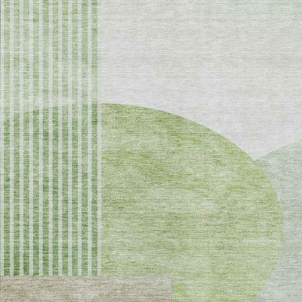 8' X 10' Olive Green And Artichoke Green Geometric Washable Indoor Outdoor Area Rug