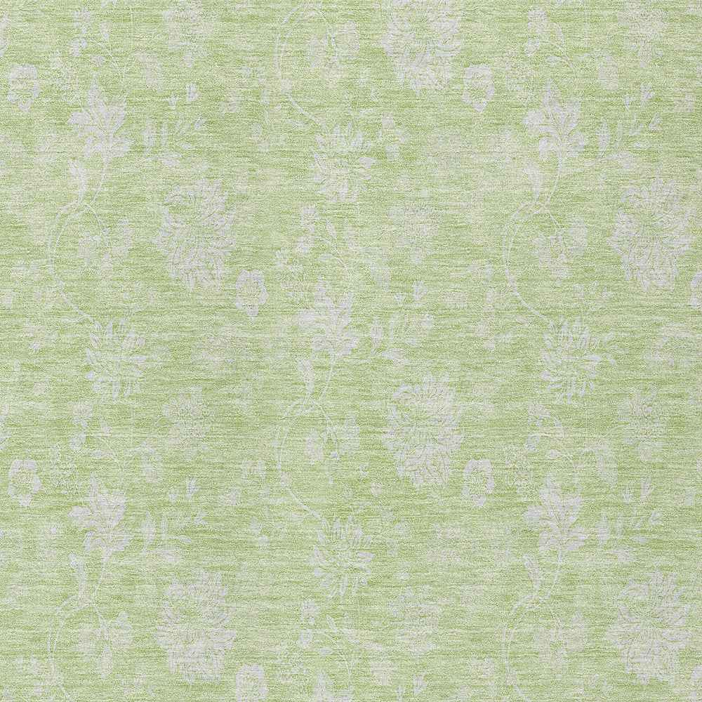 10' X 14' Artichoke Green Mint Green And Ivory Floral Washable Indoor Outdoor Area Rug