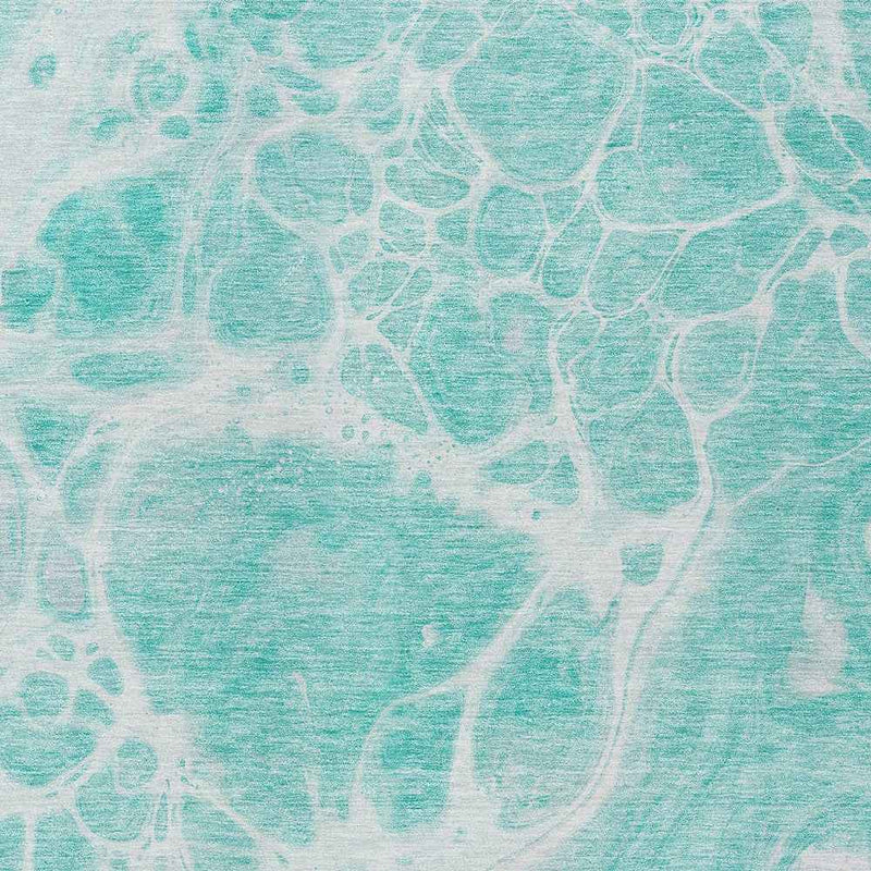 10' X 14' Aqua Teal Blue And Ivory Nautical Washable Indoor Outdoor Area Rug