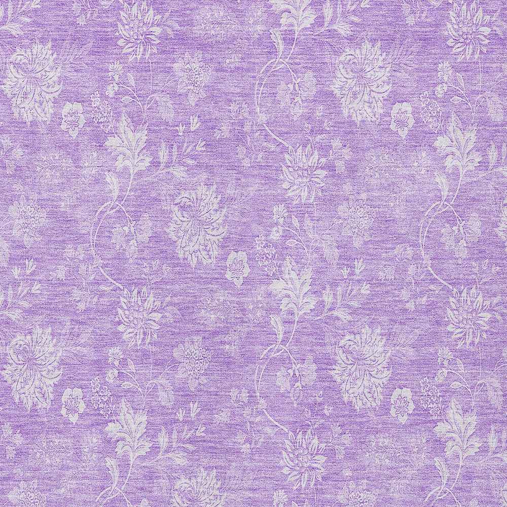 5' X 8' Lavender And Lilac Floral Washable Indoor Outdoor Area Rug