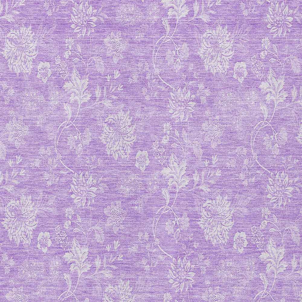 8' X 10' Lavender And Lilac Floral Washable Indoor Outdoor Area Rug
