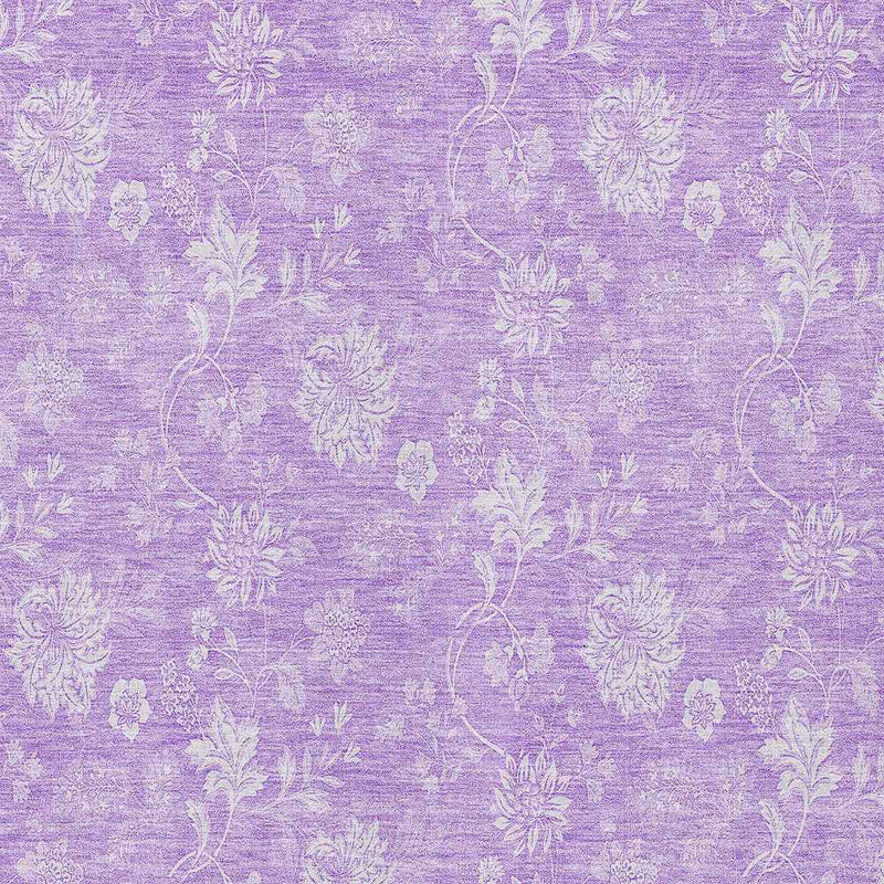 8' X 10' Lavender And Lilac Floral Washable Indoor Outdoor Area Rug