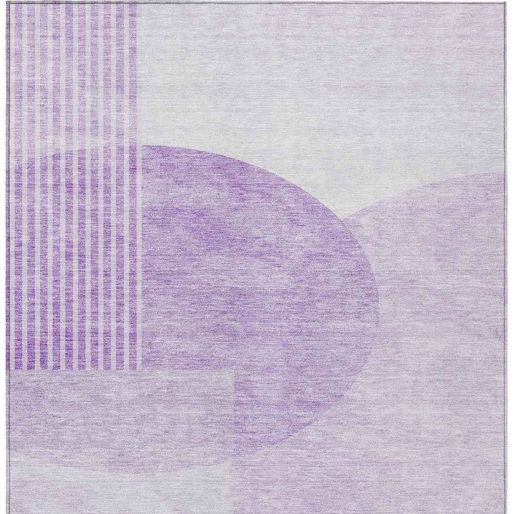 8' X 10' Purple And Lavender Geometric Washable Indoor Outdoor Area Rug